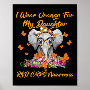 Elephant I Bära Orange för min dotter RSD Crps Aw Poster