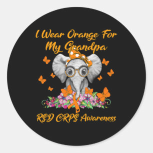 Elephant I Bära Orange för min Grandpa RSD CRPS Aw Runt Klistermärke