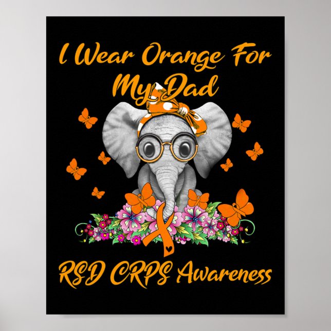 Elephant I Bära Orange för min Pappa RSD Crps Awar Poster (Framsidan)