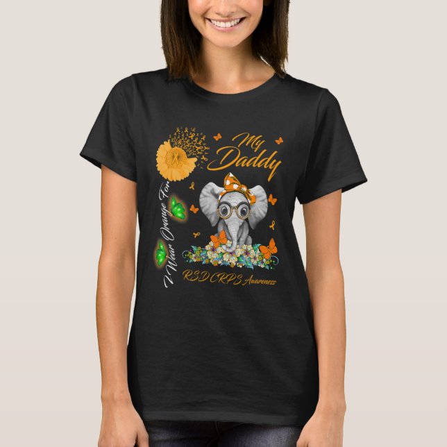Elephant I Bära Orange för min pappa RSD CRPS Medv T Shirt (Framsida)