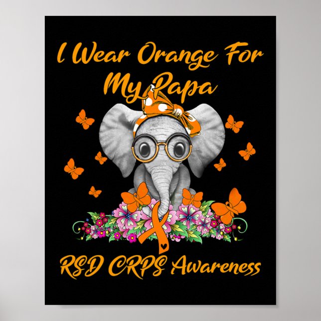 Elephant I Bära Orange för mina Pappa RSD Crps Awa Poster (Framsidan)
