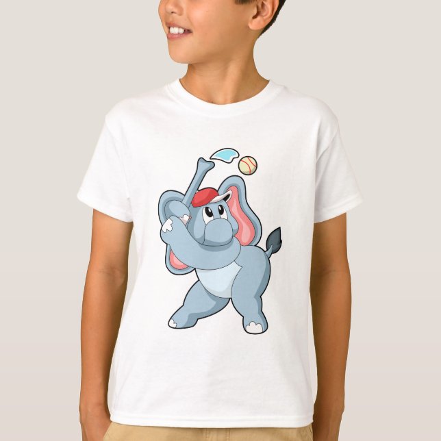 Elephant i Baseball T Shirt (Framsida)