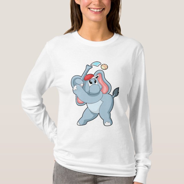 Elephant i Baseball T Shirt (Framsida)