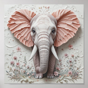 Elephant i Bloom Poster