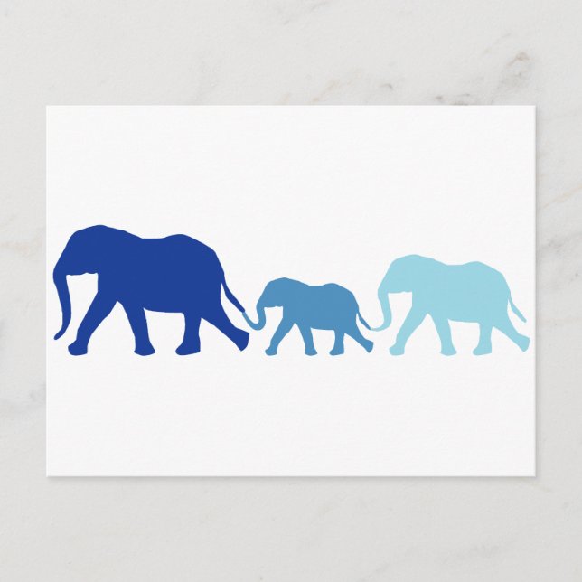 Elephant i Blue Vykort (Framsida)