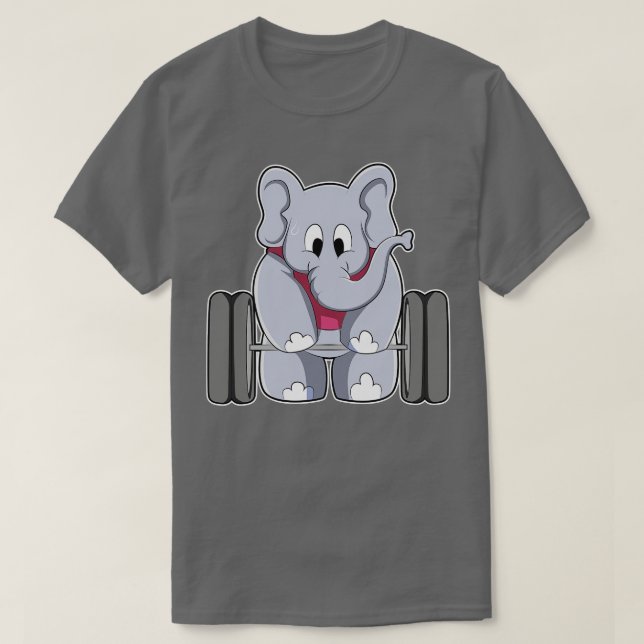 Elephant i Bodybuilding med Barbell T Shirt (Design framsida)