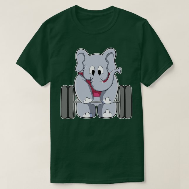 Elephant i Bodybuilding med Barbell T Shirt (Design framsida)