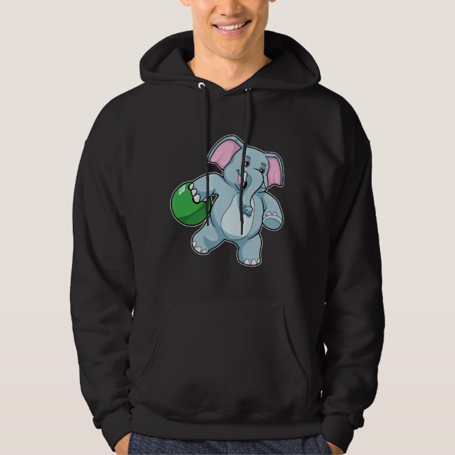 Elephant i Bowling med Bowling ball Hoodie (Framsida)