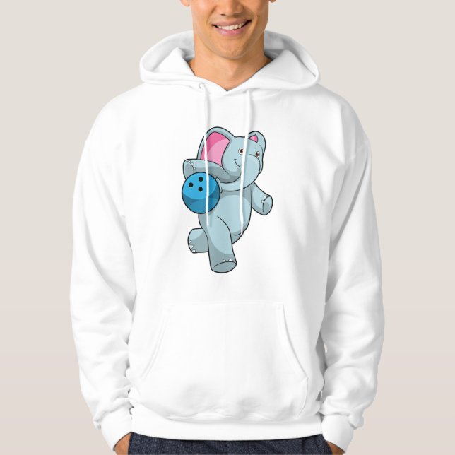 Elephant i Bowling med Bowling ball Hoodie (Framsida)