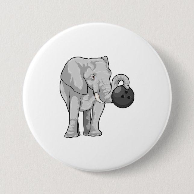 Elephant i Bowling med Bowling ball Knapp (Framsida)