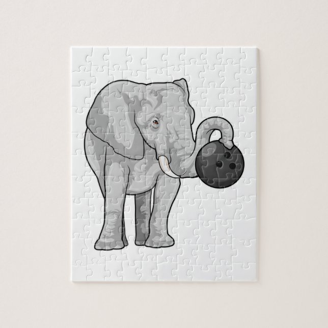 Elephant i Bowling med Bowling ball Pussel (Vertikal)