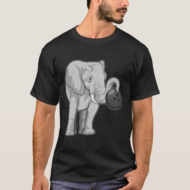 Elephant i Bowling med Bowling ball T Shirt (Framsida)