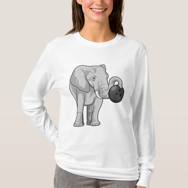 Elephant i Bowling med Bowling ball T Shirt (Framsida)