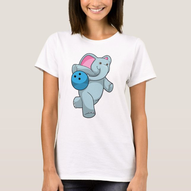 Elephant i Bowling med Bowling ball T Shirt (Framsida)