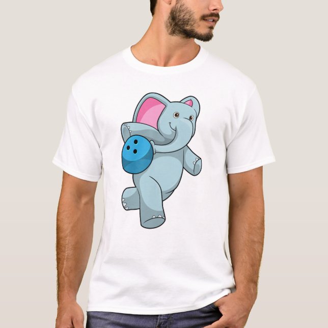 Elephant i Bowling med Bowling ball T Shirt (Framsida)