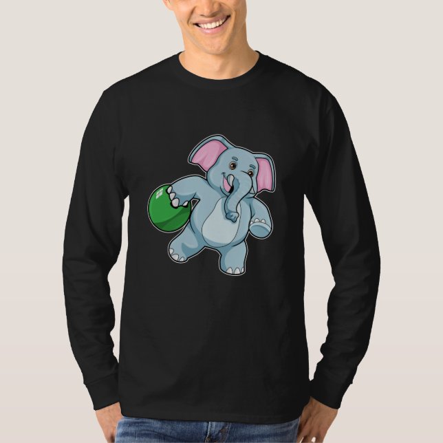Elephant i Bowling med Bowling ball T Shirt (Framsida)