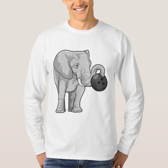 Elephant i Bowling med Bowling ball T Shirt (Framsida)