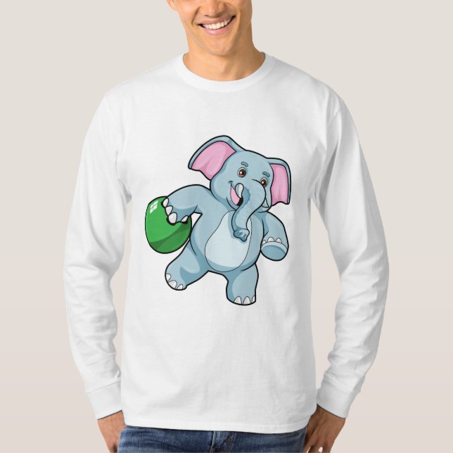 Elephant i Bowling med Bowling ball T Shirt (Framsida)