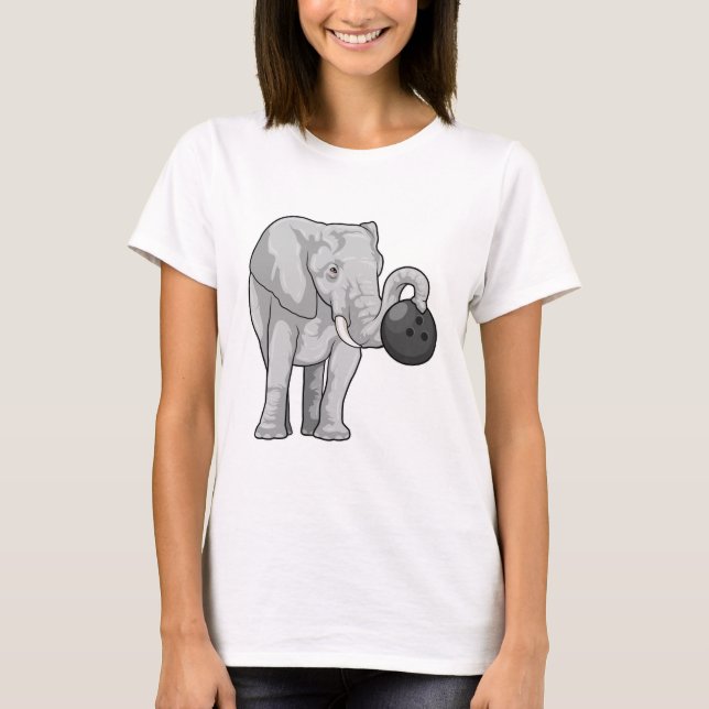 Elephant i Bowling med Bowling ball T Shirt (Framsida)