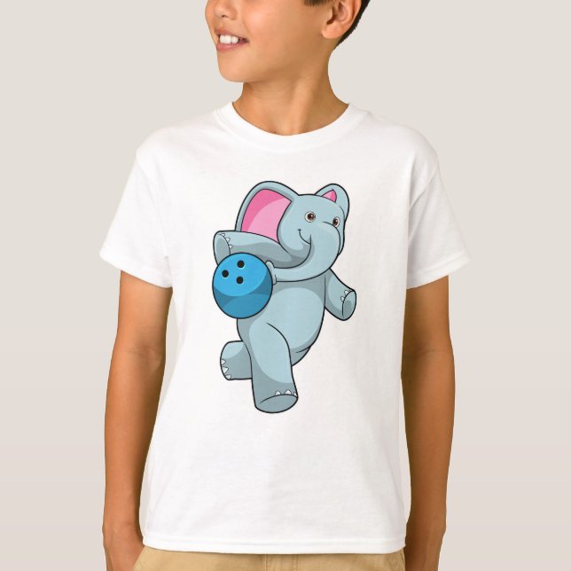 Elephant i Bowling med Bowling ball T Shirt (Framsida)