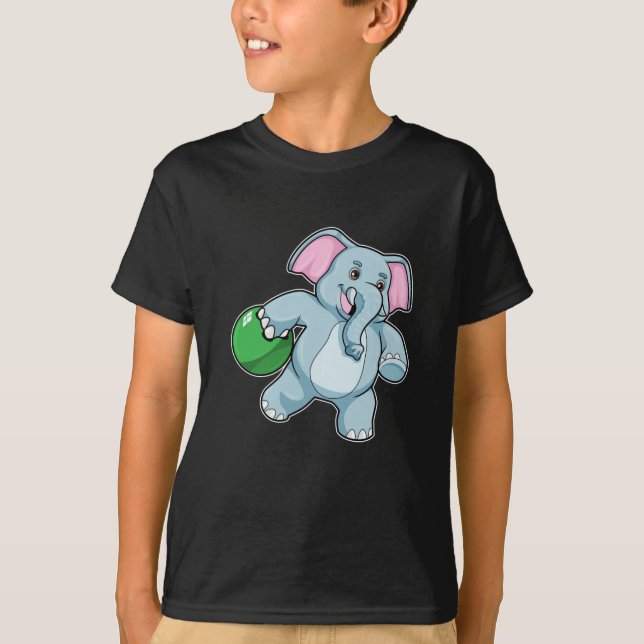 Elephant i Bowling med Bowling ball T Shirt (Framsida)