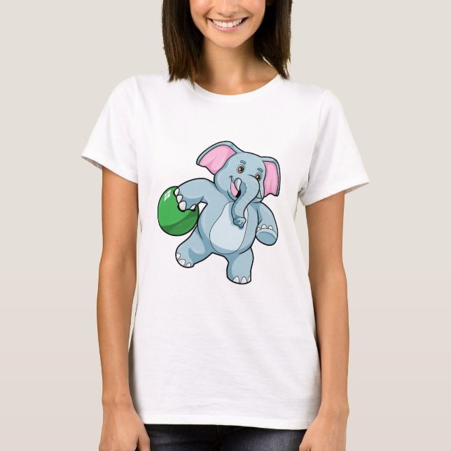 Elephant i Bowling med Bowling ball T Shirt (Framsida)