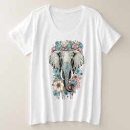 Elephant i Flower T Shirt