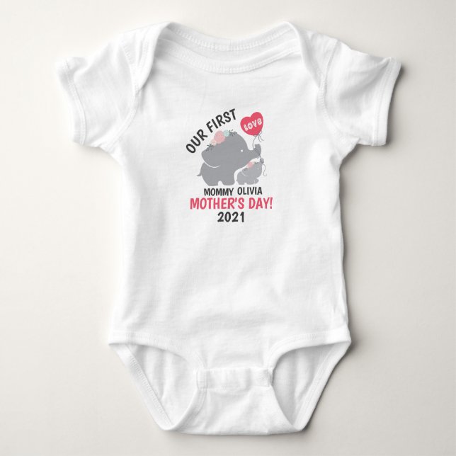 Elephant i första Mors dag Mamma Flicka T Shirt (Framsida)
