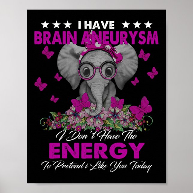 Elephant I har Brain Aneurysm Awareness Gifts Poster (Framsidan)