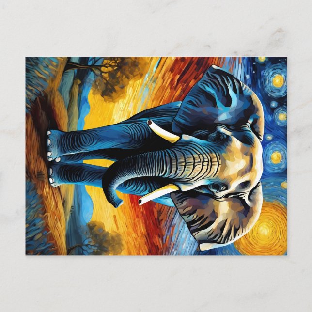 Elephant i stjärnnatten vykort (Framsida)