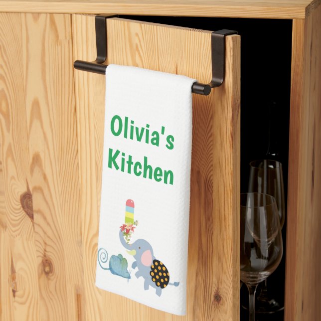 Elephant Ice Cream Blommigt Mouse Kitchen Hand Tow Kökshandduk (Thirds Fold)