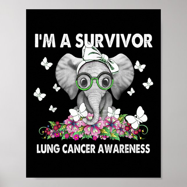 Elephant I'm A Survivor Lung Cancer Awareness Poster (Framsidan)