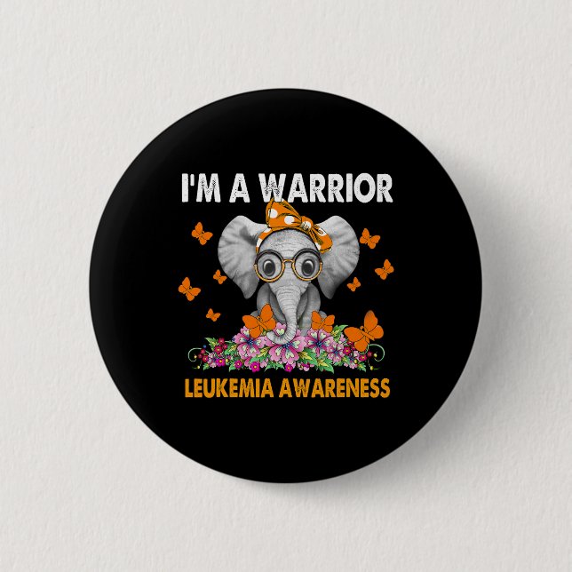 Elephant I'm A Warrior Leukemia Awareness Knapp (Framsida)