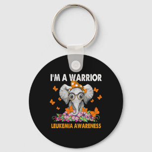 Elephant I'm A Warrior Leukemia Awareness Nyckelring