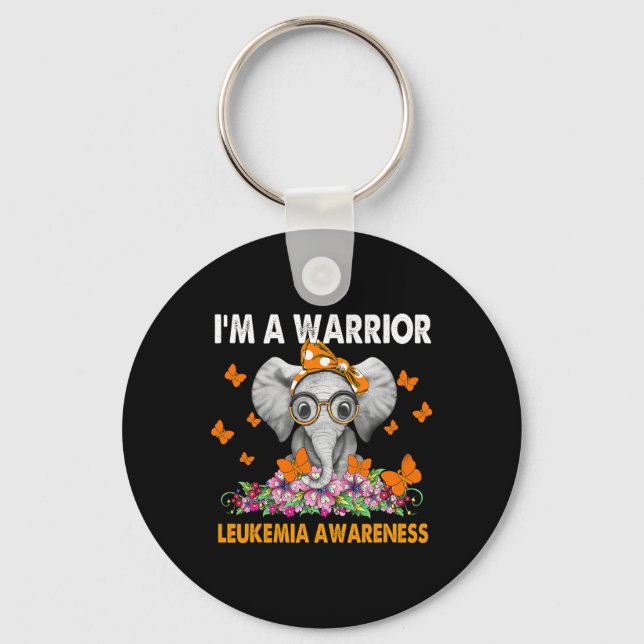 Elephant I'm A Warrior Leukemia Awareness Nyckelring (Framsida)