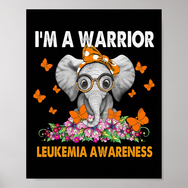 Elephant I'm A Warrior Leukemia Awareness Poster (Framsidan)