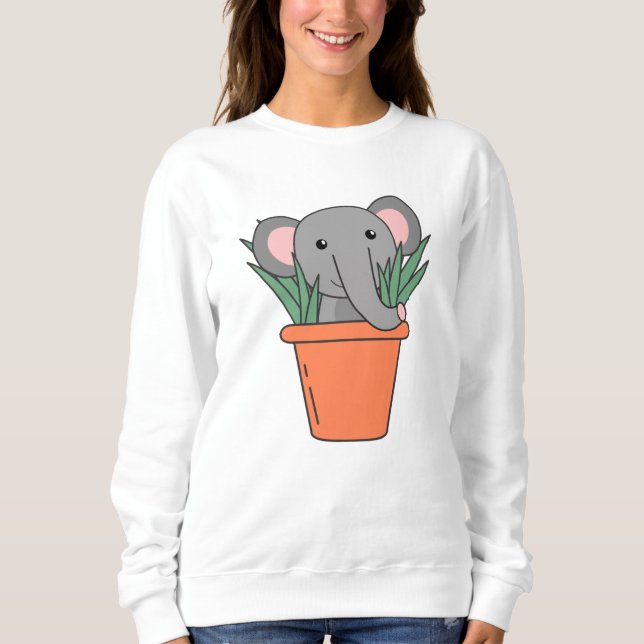 Elephant in Blumentop Funny Elephant Plants T Shirt (Framsida)