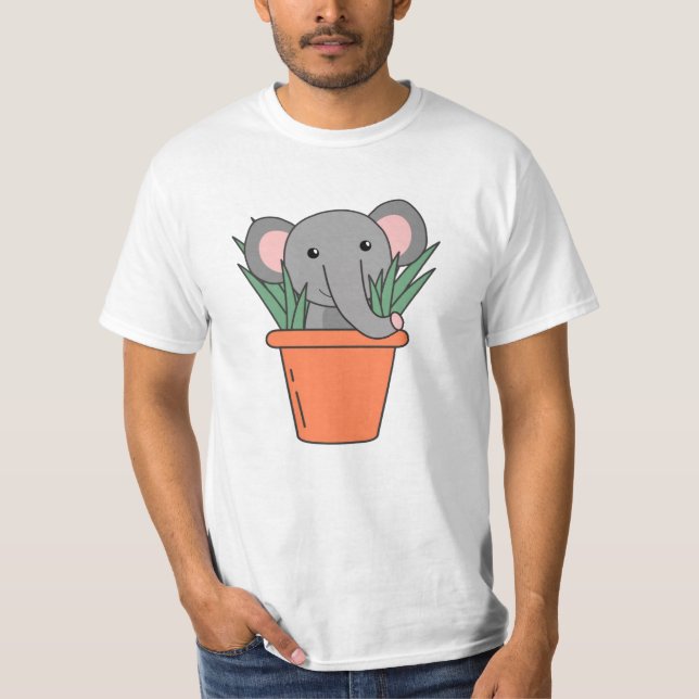 Elephant in Blumentop Funny Elephant Plants T Shirt (Framsida)