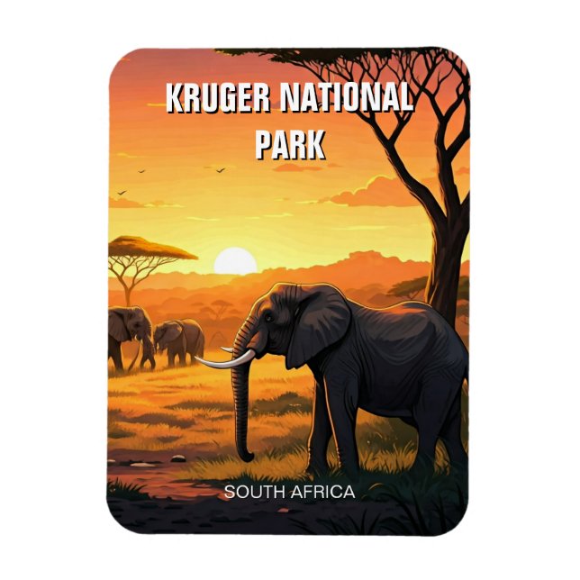 Elephant in Kruger National Park South Afrika Magnet (Vertikal)