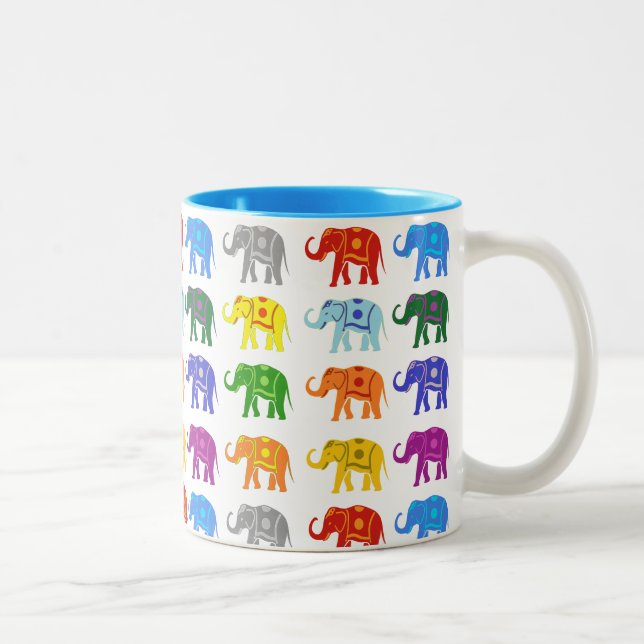 Elephant Indian Lycklig Colorful Två-Tonad Mugg (Höger)