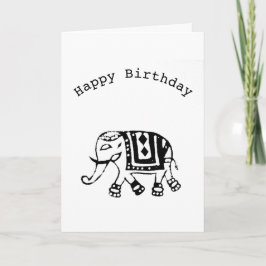 Elephant (Indiska Frimärke Stil)-födelsedagskort Kort