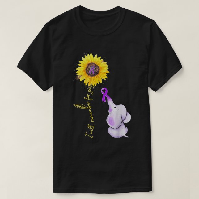 Elephant jag kommer ihåg för dig Solros Alzheim T Shirt (Design framsida)