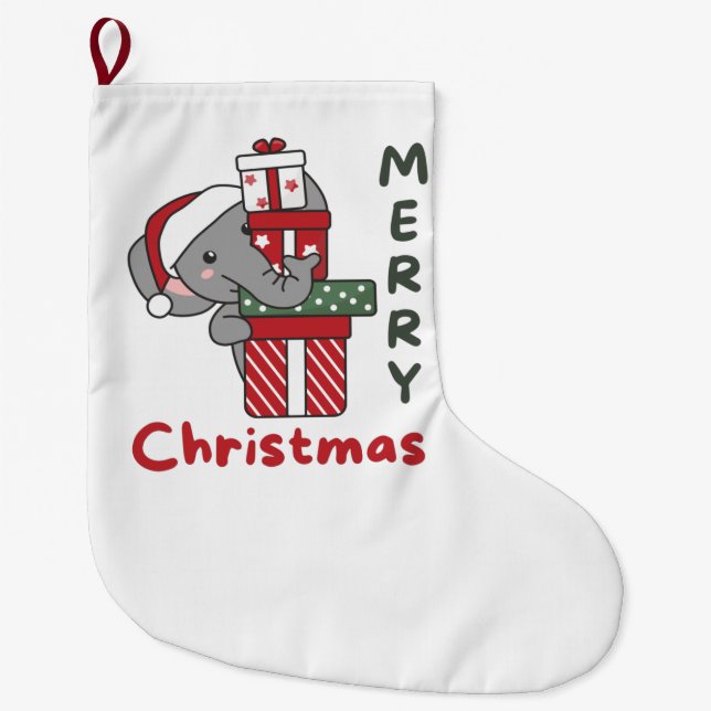 Elephant jul Gift Winter Animals Elephant Stor Julstrumpa (Framsidan)