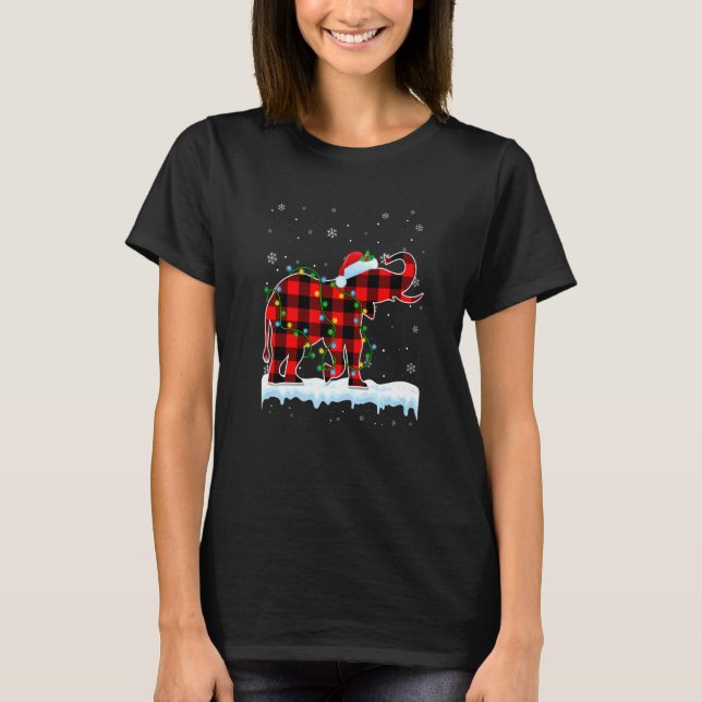Elephant jul Santa Hat Cute Animals Julafton Lig T Shirt (Framsida)