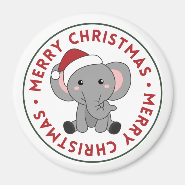 Elephant jul Snö Winter Animals Elephants M Magnet (Framsidan)