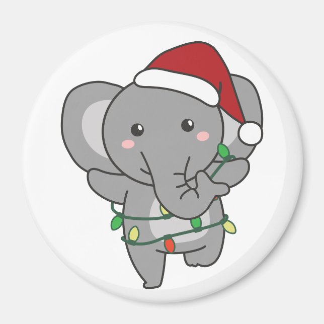 Elephant jul Winter Animals Elephants Magnet (Framsidan)