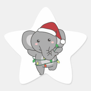 Elephant jul Winter Animals Elephants Star S Stjärnformat Klistermärke