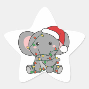 Elephant jul Winter Animals Elephants Star S Stjärnformat Klistermärke