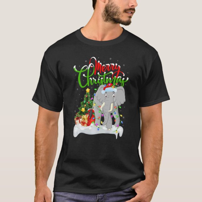 Elephant Julafton Dekoration Santa Elephant Christ T Shirt (Framsida)