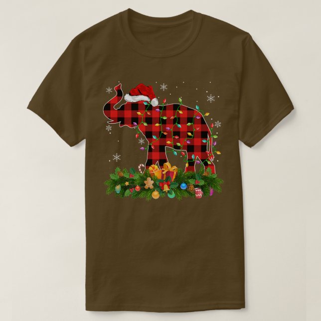 Elephant Julafton Ljus Buffalo Play Santa Elephant T Shirt (Design framsida)